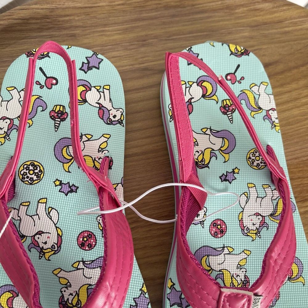 New WateLves Girls Flip Flops Pink Size 2-3 Toddler Unicorn New - Picture 4 of 13